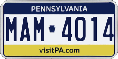 PA license plate MAM4014