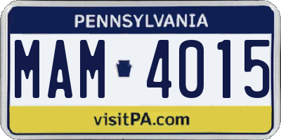 PA license plate MAM4015