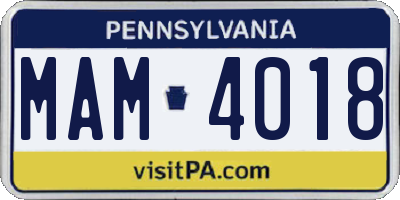 PA license plate MAM4018
