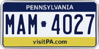 PA license plate MAM4027
