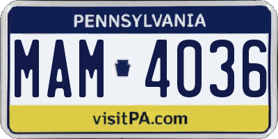 PA license plate MAM4036