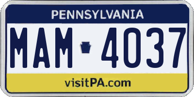 PA license plate MAM4037
