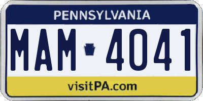 PA license plate MAM4041