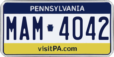 PA license plate MAM4042