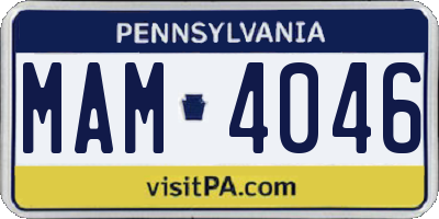 PA license plate MAM4046
