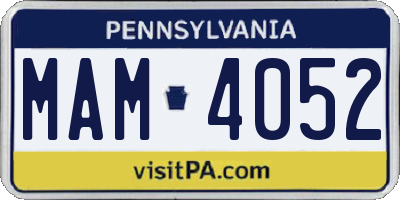 PA license plate MAM4052