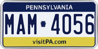 PA license plate MAM4056