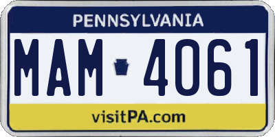 PA license plate MAM4061