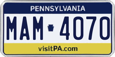 PA license plate MAM4070