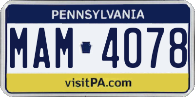 PA license plate MAM4078