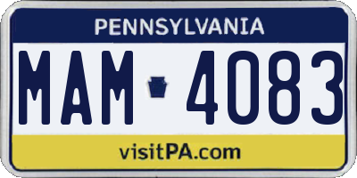 PA license plate MAM4083