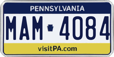 PA license plate MAM4084