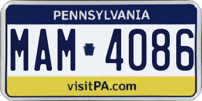 PA license plate MAM4086