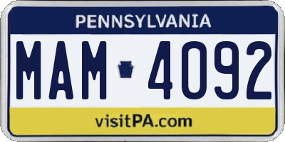 PA license plate MAM4092