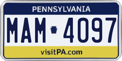 PA license plate MAM4097