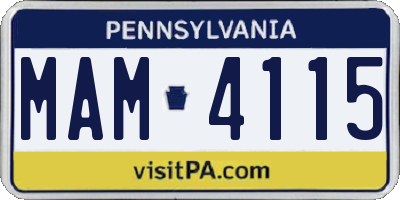 PA license plate MAM4115