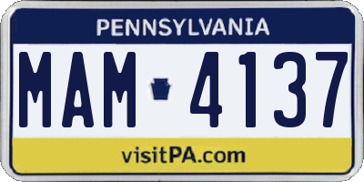PA license plate MAM4137