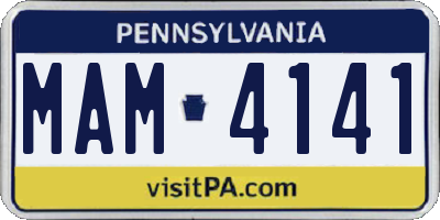 PA license plate MAM4141