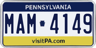 PA license plate MAM4149