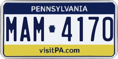 PA license plate MAM4170