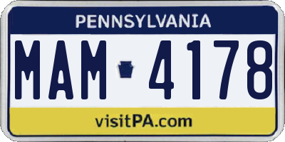 PA license plate MAM4178