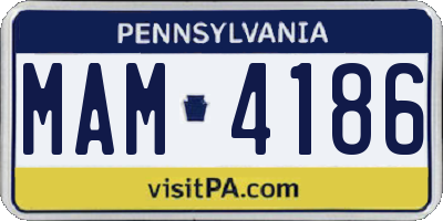 PA license plate MAM4186
