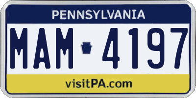 PA license plate MAM4197