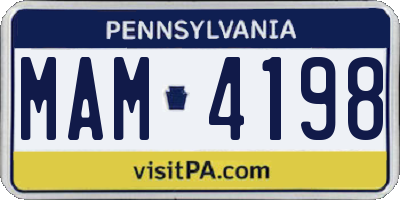PA license plate MAM4198