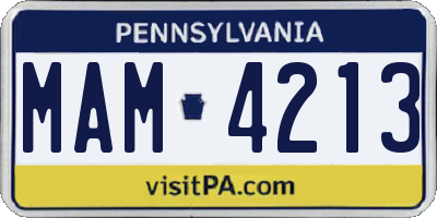 PA license plate MAM4213