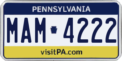 PA license plate MAM4222