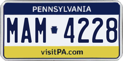 PA license plate MAM4228