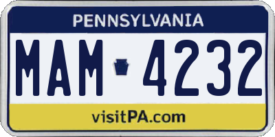 PA license plate MAM4232