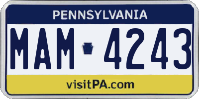 PA license plate MAM4243
