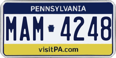 PA license plate MAM4248