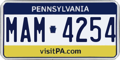 PA license plate MAM4254