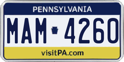 PA license plate MAM4260