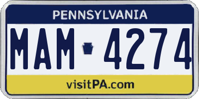 PA license plate MAM4274