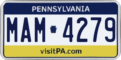 PA license plate MAM4279