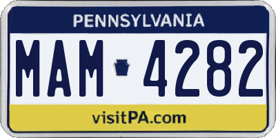 PA license plate MAM4282