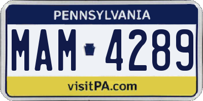 PA license plate MAM4289