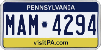 PA license plate MAM4294