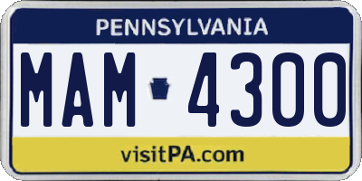 PA license plate MAM4300