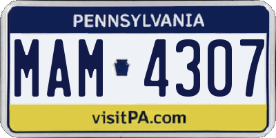 PA license plate MAM4307
