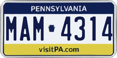 PA license plate MAM4314