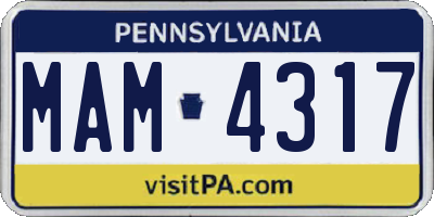PA license plate MAM4317