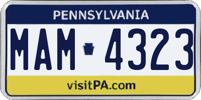 PA license plate MAM4323