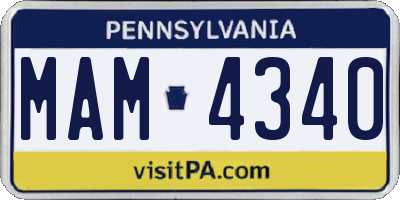 PA license plate MAM4340