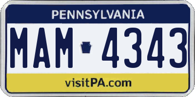 PA license plate MAM4343