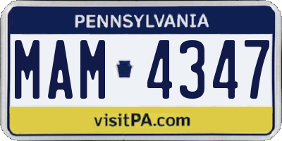 PA license plate MAM4347