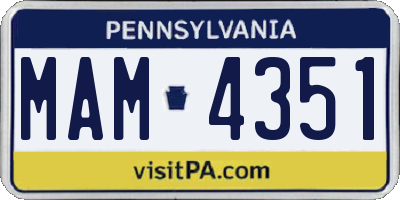 PA license plate MAM4351